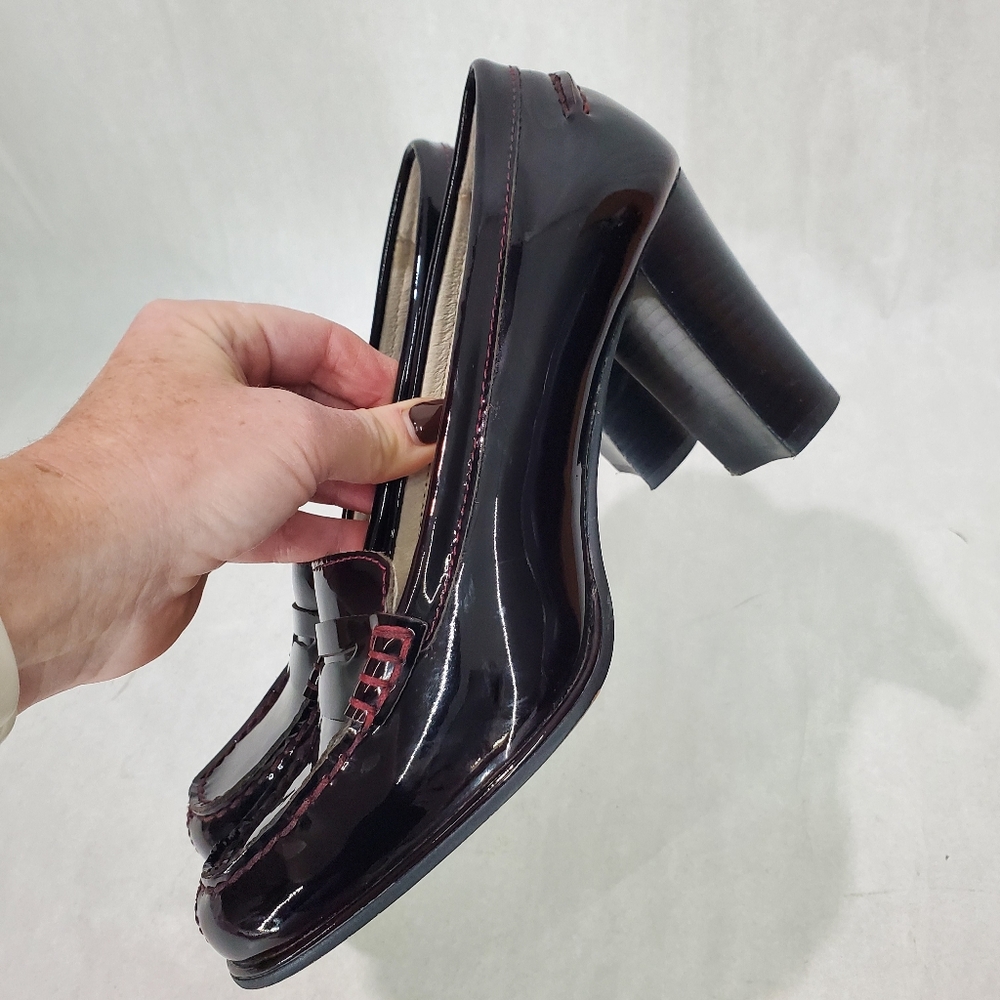 Michael Kors Heels Burgundy Loafers Penny Loafers Office Holidays Patent Leather - Picture 5 of 11